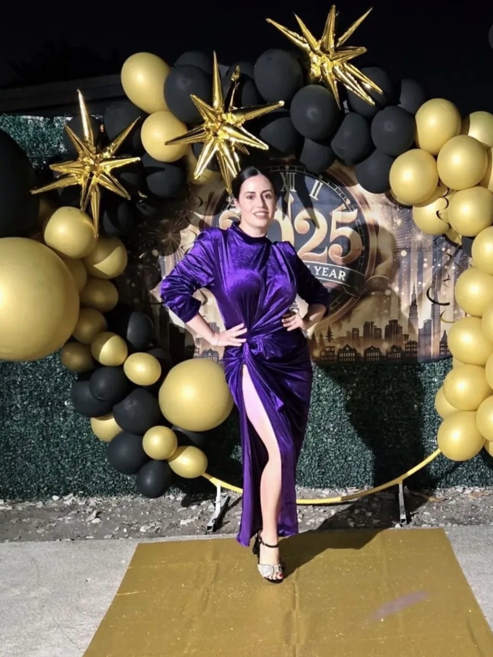 CBR Velvet Purple High-Slit Evening Dress